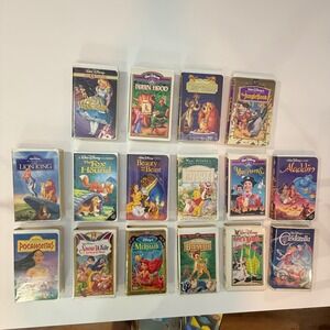 VTG Disney VHS Movie Lot 16 Kids Family Black Diamond  & Masterpiece Collection